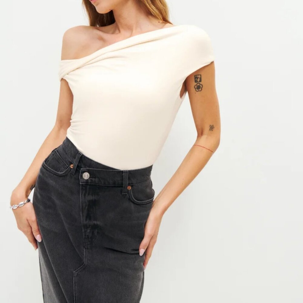 NEW Reformation Cello Knit Top in Cream, Size S, $88